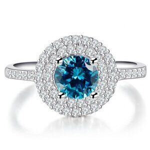 🍂   High Class 925 Silver Plated Blue CZ Ring for Women, FB16FA1108